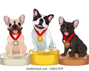 Winners of Dog competition at the podium