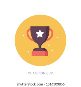 Winners golden cup. Vector illustration. Yellow theme concept