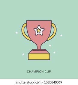 Winners golden cup. Vector illustration. solid color with outline concept.