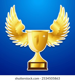 winners golden cup with wings