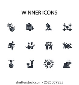 winners icon set.vector.Editable stroke.linear style sign for use web design,logo.Symbol illustration.