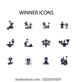 winners icon set.vector.Editable stroke.linear style sign for use web design,logo.Symbol illustration.