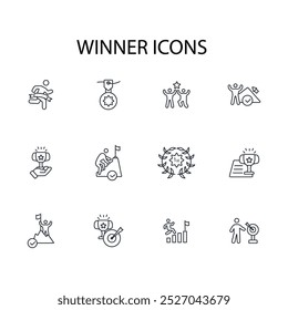 winners icon set.vector.Editable stroke.linear style sign for use web design,logo.Symbol illustration.