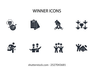 winners icon set.vector.Editable stroke.linear style sign for use web design,logo.Symbol illustration.