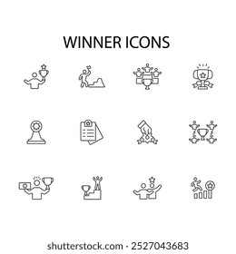 winners icon set.Vector.Editable stroke.linear style sign para uso Diseño web, logo.Symbol illustration.