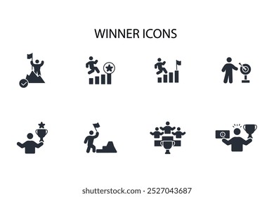 winners icon set.vector.Editable stroke.linear style sign for use web design,logo.Symbol illustration.