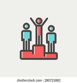 Winners icon thin line for web and mobile, modern minimalistic flat design. Vector icon with dark grey outline and offset colour on light grey background.