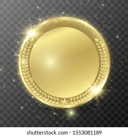 Winner's medal. Medal in lights, shine. Lights vector. Lights on a transparent background. Vector design.