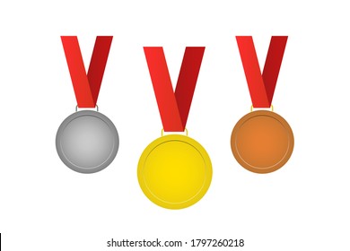 Winners medals. Gold, silver, bronze medals on a white background. Vector illustration.