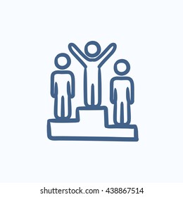 Winners on podium vector sketch icon isolated on background. Hand drawn Winners on podium icon. Winners on podium sketch icon for infographic, website or app.