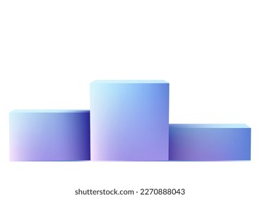 Winners podium 3D realistic blue and pink gradient empty isolated on white background. Vector illustration