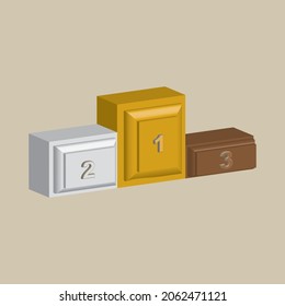 Winner's podium in bronze, silver and gold colors. Vector illustration.