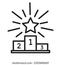 winners podium, glowing star, star burst, simple icon, vector illustration   