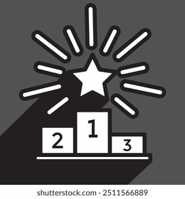 vencedores pódio, estrela brilhante, explosão de estrela, ícone simples, ilustração vetorial   
