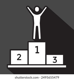 Podio de los ganadores, Manos arriba Hombre Icono simple, Ilustración vectorial 