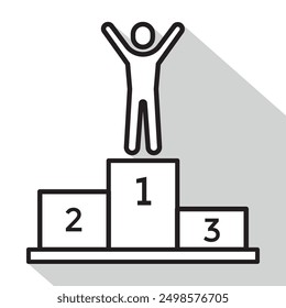 Podio de los ganadores, Manos arriba Hombre Icono simple, Ilustración vectorial 