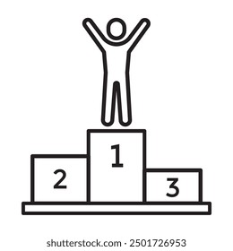 winners podium, hands up man simple icon, vector illustration 