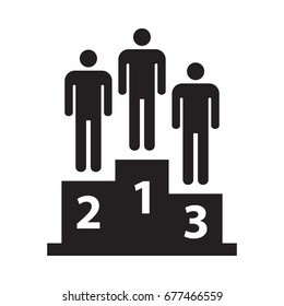 Winners podium icon, black isolated on white background, vector illustration.