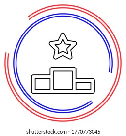 Icono del podio de los ganadores, primer premio, símbolo de éxito. Pictograma de línea delgada - trazo editable de contorno