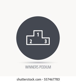 Winners podium icon. Prize ceremony pedestal sign. Round web button with flat icon. Vector