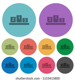 Winners podium with inside numbers darker flat icons on color round background