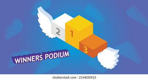 Winners Podium isometric design icon. Vector web illustration. 3d colorful concept
