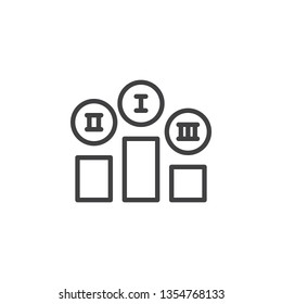 Winners podium line icon. linear style sign for mobile concept and web design. Empty winners podium with first, second and third place outline vector icon. Symbol, logo illustration. Pixel perfect 