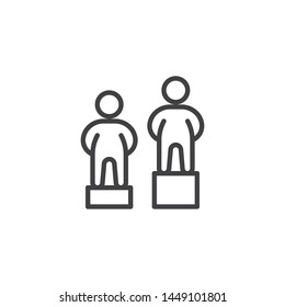 Winners podium line icon. linear style sign for mobile concept and web design. People stand on the podium outline vector icon. Achievement symbol, logo illustration. Vector graphics