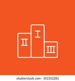 Winners podium line icon for web, mobile and infographics. Vector white icon isolated on red background.