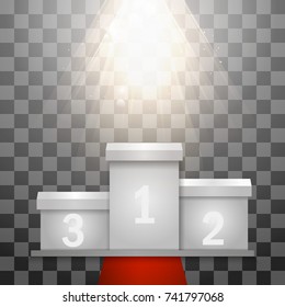  Winners podium. Pedestal. Spotlight. Vector illustration.
