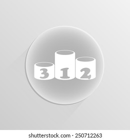 Winners podium, pedestal. Vector illustration on a white button with shadow 