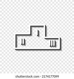 Winners podium simple icon vector. Flat design. White with shadow on transparent grid.ai