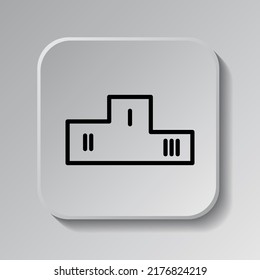 Winners podium simple icon vector. Flat design. Black icon on square button with shadow. Grey background.ai