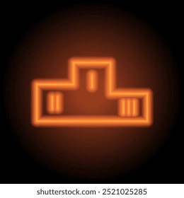 Gewinner Podium einfache Ikone Vektor. Flaches Design. Orangefarbenes Neon auf schwarzem Hintergrund.ai