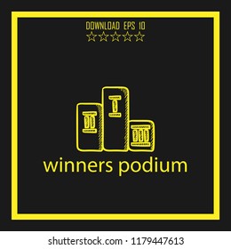 winners podium sketch vector icon
