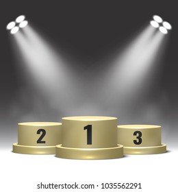 Winners podium with spotlights. Pedestal. Vector illustration.