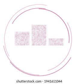 The winners podium symbol filled with pink dots. Pointillism style. Vector illustration on white background