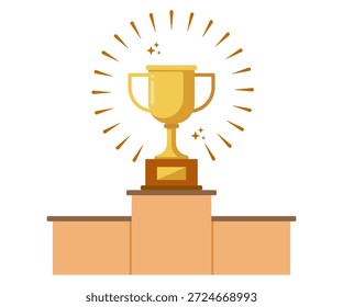 Podio de ganadores con concepto de competencia de trofeos, ilustración de logro de celebración