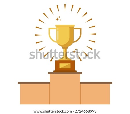Winners podium with trophy competition concept, celebration achievement illustration