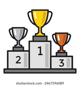 winners podium, trophy cup simple icon, vector illustration 