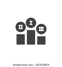 Winners podium vector icon. filled flat sign for mobile concept and web design. Empty winners podium with first, second and third place glyph icon. Symbol, logo illustration. Pixel perfect vector