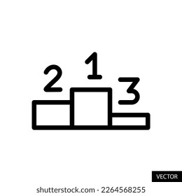 Icono vectorial de podio ganador en diseño de estilo de línea para sitio web, aplicación, UI, aislado en fondo blanco. Trazo editable. Ilustración vectorial EPS 10.