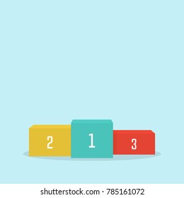 Ilustración vectorial de podio ganadora en estilo plano