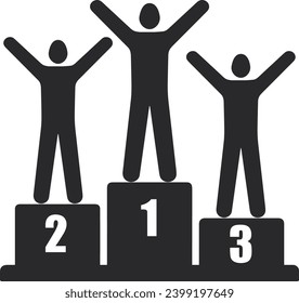 Winners Podium Vector|  Three men on pedestal | Businessman achievement activity