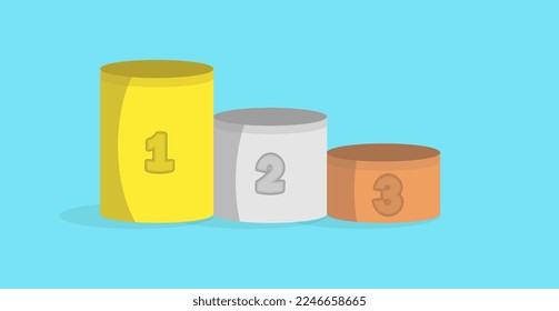 winners podium,first ,second, third,cartoon flat illustration