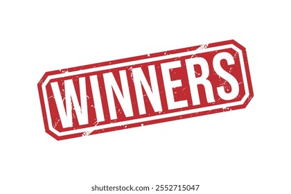 Sello de goma rojo sobre fondo blanco. Ganadores sello signo. Sello de los GANADORES.