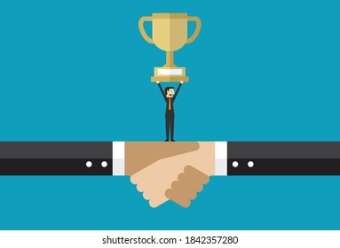 Winners for relationship on hand, Vector illustration in flat style