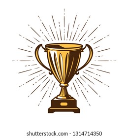 Winner's trophy award. Win, winning, champion symbol. Vector illustration