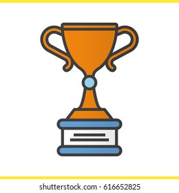 Winner's trophy cup color icon. 