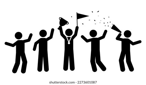 Ganadores con icono de copa trofeo. Simple ilustración de ganadores con icono vectorial de copa trofeo para web